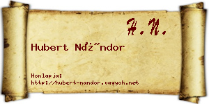 Hubert Nándor névjegykártya